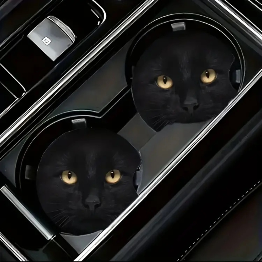 Car Coasters - Black Cat set of 2 - NEW